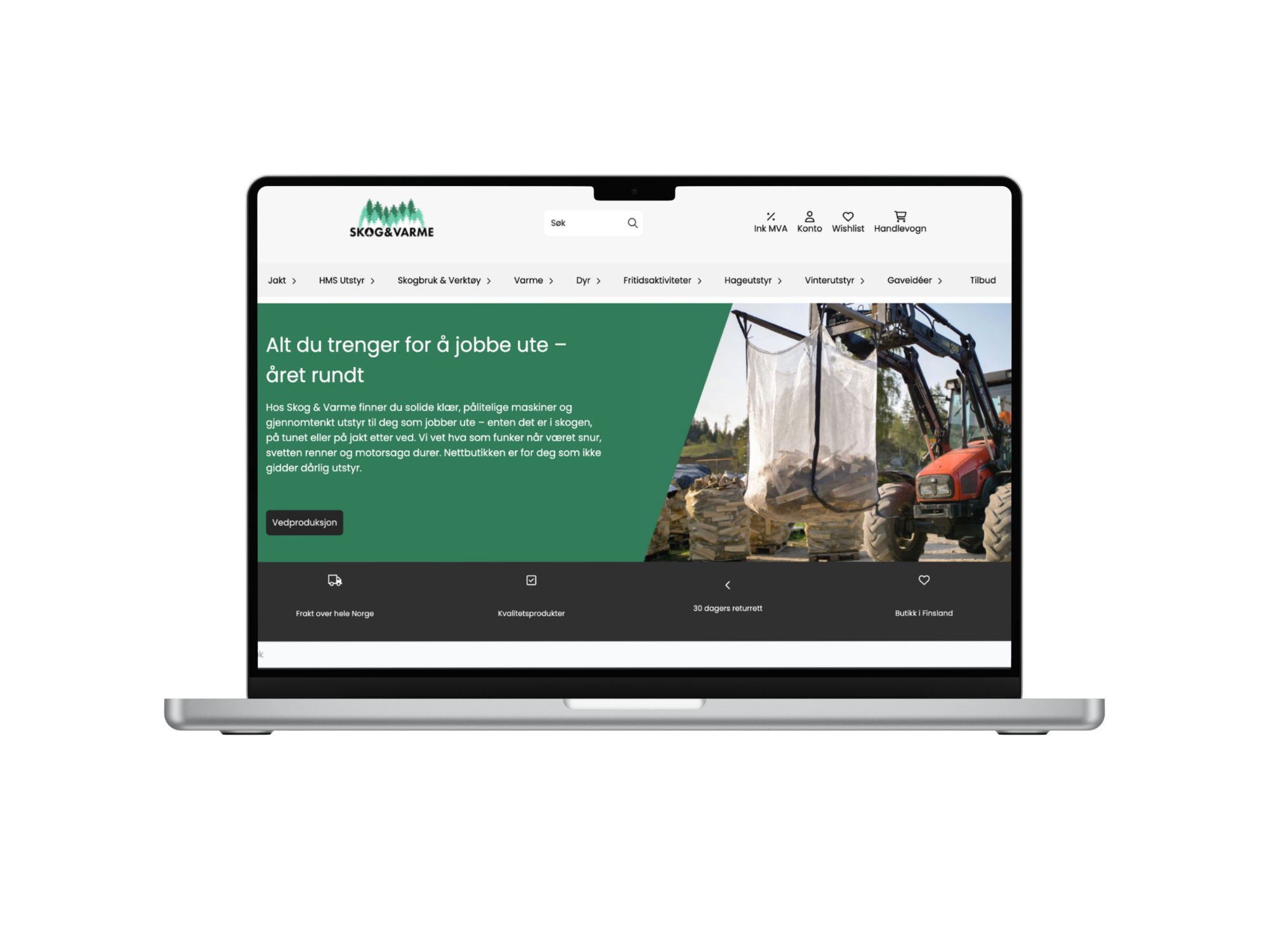 Skog og Varme nettside mockup